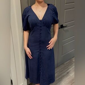 Chelsea & Violet Blue Ruched Buttoned Dress